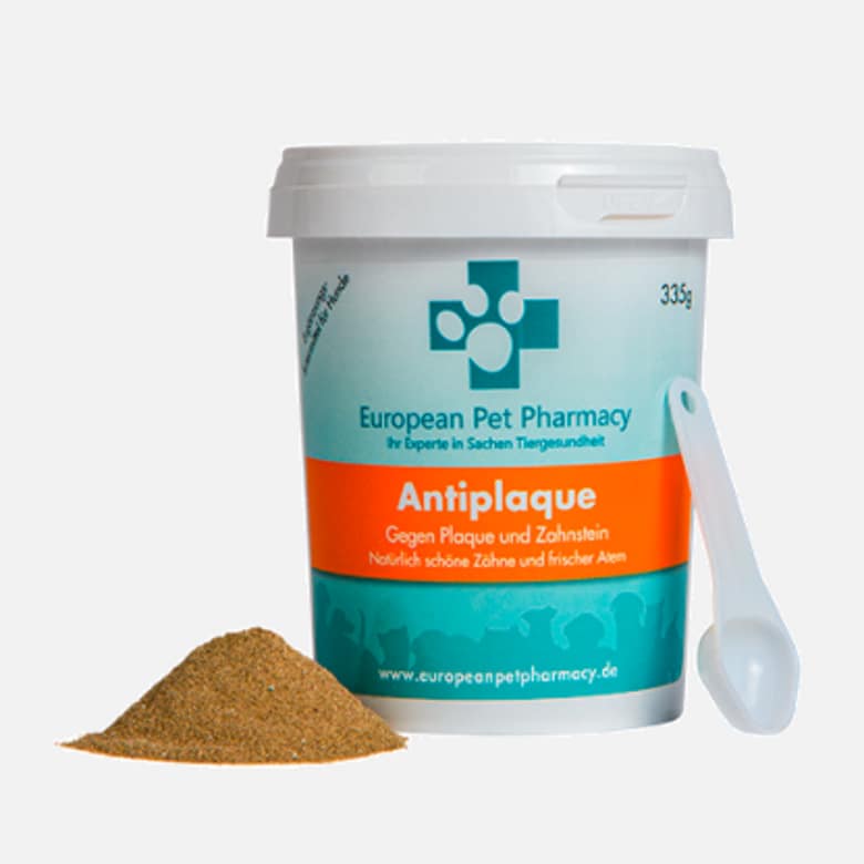 Natürlich schöne Hunde Zähne. Zahnpflege bei Hunden.
Antiplaque, European Pet Pharmacy
Zahnstein und Mundgeruch beim Hund bekämpfen